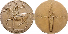 - Medailleure - Roth, Karl 1900-1967 Bronzemedaille 1919 'Persischer Reiter', i.Rd: C. POELLATH SCHROBENHAUSEN Ehling 10. ZGM 7. 
51,3mm 22,3g vz