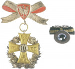 - Militaria, Orden und Ehrenzeichen Lot o.J. von 2 Stücken: Kreuz des Krieger- und Militärvereins (KuM V.) Frankfurt am Main, mit Adleragraffe (ges. 3...