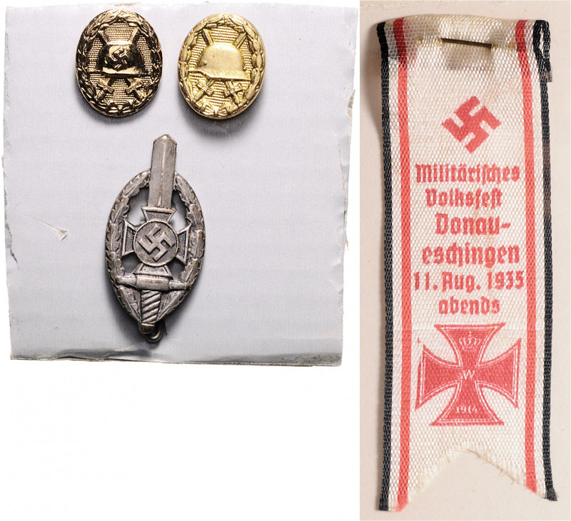 - Militaria, Orden und Ehrenzeichen Lot o.J. von 7 Stücken: 4 farbige Ansteck-Bä...