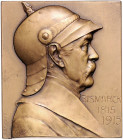 - Personen - Bismarck, Otto von 1815-1898 Bronze-Plakette 1915 (v. Stiasny) auf seinen 100. Geburtstag 
57,3x64,9g vz