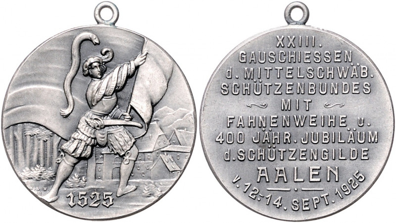 - Schützenmedaillen - Aalen Silbermedaille 1925 (v. M. & W.) auf das 23. Gauschi...