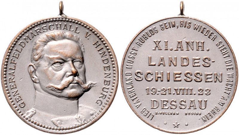 - Schützenmedaillen - Dessau Versilb. Bronzemedaille 1923 (v. Wollram/M. & W.) a...