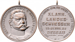 - Schützenmedaillen - Dessau Versilb. Bronzemedaille 1923 (v. Wollram/M. & W.) auf das 6. Anhaltinische Landesschießen Kaiser (M+W) 2. Slg. Blank 3171...