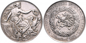 - Schützenmedaillen - Düsseldorf Silbermedaille 1878 (v. Kullrich) auf das 6. Deutsche Bundesschießen Sommer K 83. Peltzer 1027. 
40,8mm 21,9g vz-st...