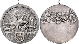 - Schützenmedaillen - Düsseldorf Versilberte Medaille 1935 auf die 500-Jahrfeier der St. Sebastians-Schützen 
mit. Öse 40,4mm 28,0g vz