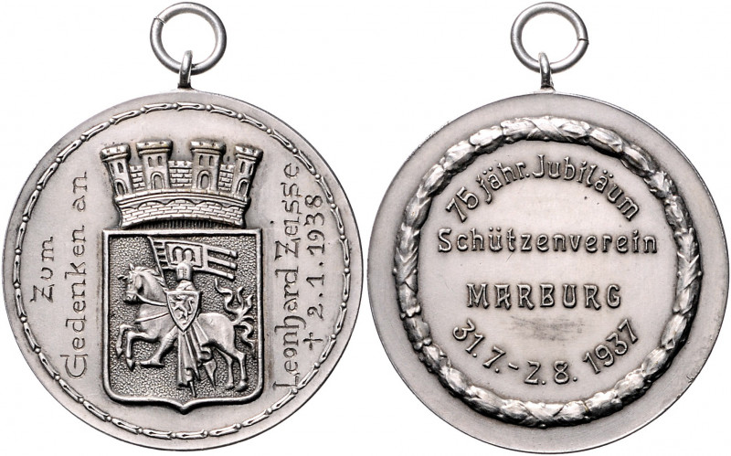 - Schützenmedaillen - Marburg Versilberte Medaille 1937 auf das 75-jährige Jubil...