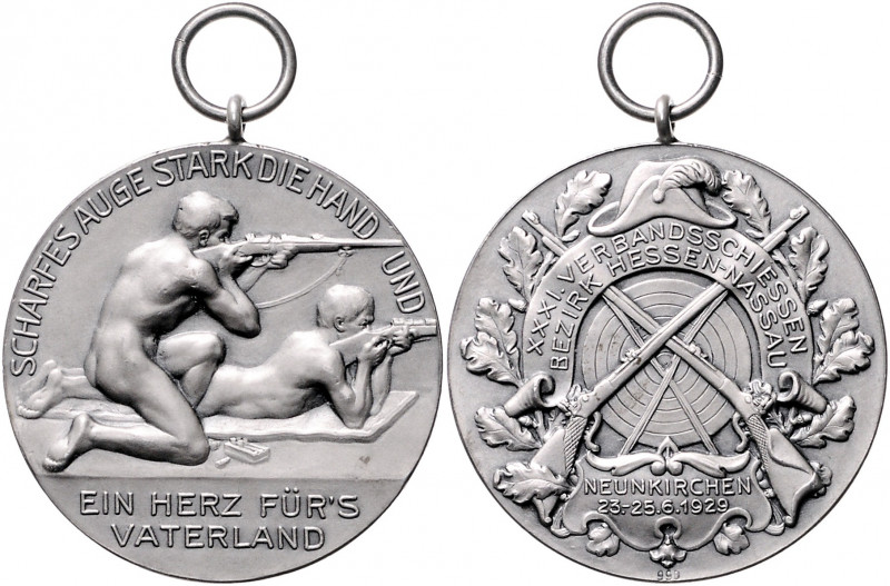 - Schützenmedaillen - Neunkirchen Silbermedaille 1929 auf das 31. Verbandsschieß...