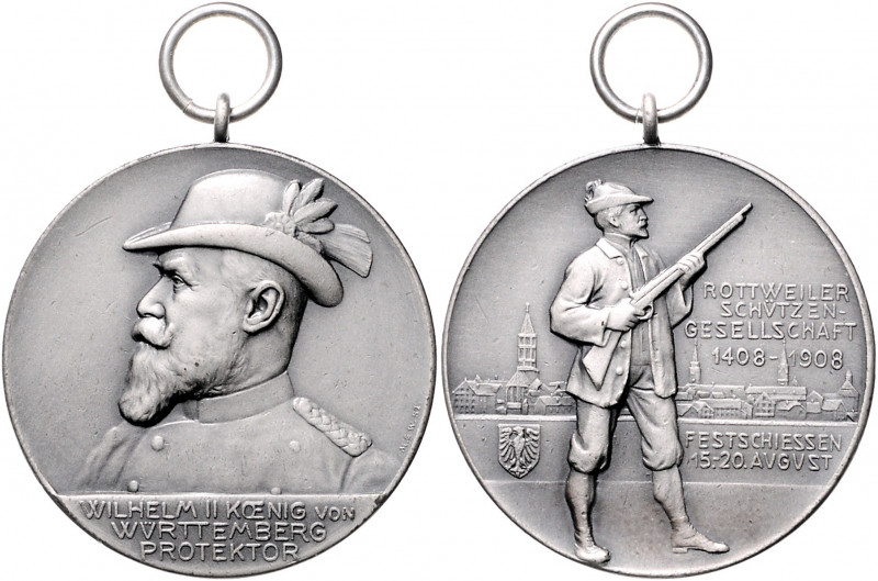 - Schützenmedaillen - Rottweil Silbermedaille 1908 (v. M. & W. ) auf die 500-Jah...