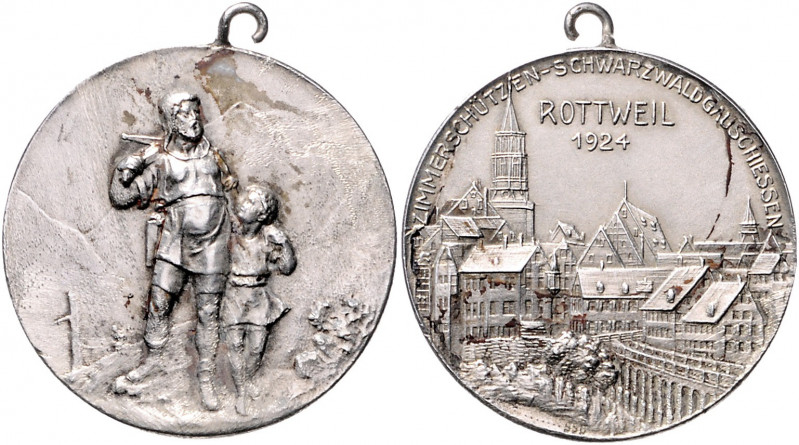 - Schützenmedaillen - Rottweil Silbermedaille 1924 auf das Zimmerschützen-Schwar...