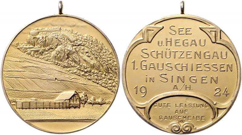 - Schützenmedaillen - Singen am Hohentwil Vergold. Silbermedaille 1924 auf das 1...