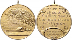 - Schützenmedaillen - Singen am Hohentwil Vergold. Silbermedaille 1924 auf das 1. Gauschießen des See- und Hegau-Schützengaues, mit Punze 990 
m. Öse...