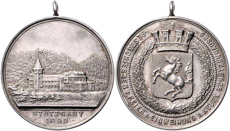 - Schützenmedaillen - Stuttgart Silbermedaille 1895 (v. M. & W.) auf das Zimmers...
