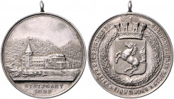 - Schützenmedaillen - Stuttgart Silbermedaille 1895 (v. M. & W.) auf das Zimmerschützen-Schwarzwaldgauschießen, mit Punze 950 Slg. Wurster 1896. Slg. ...