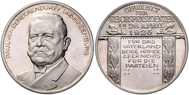 - Allgemeine Medaillen Silbermedaille 1925 (v. Lauer) auf die Wahl Paul von Hind...