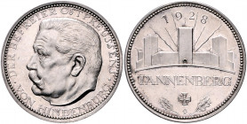 - Allgemeine Medaillen Silbermedaille 1928 (v. Glöckler) auf die Einweihung des Tannenberg-Denkmals, i.Rd: PREUSS. STAATSMÜNZE SILBER 900 FEIN 
 vz-s...