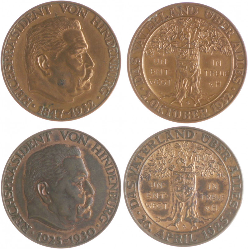 - Allgemeine Medaillen Lot o.J. von 2 Stücken: Bronzemedaille 1930 und 1932 (v. ...