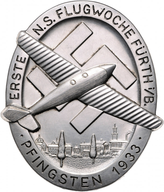 - Allgemeine Medaillen Aluminium-Plakette 1933 'Erste N.S. Flugwoche Fürth -Pfin...