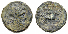 Campania
Capua - Sestante databile al periodo 250-210 a.C. - Diritto: testa laureata di Zeus a destra - Rovescio: Zeus in quadriga al galoppo verso d...