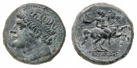 Sicilia
Gerone II (274-216 a.C.) - AE26 - Diritto: testa laureata di Gerone a sinistra - Rovescio: soldato a cavallo impennato a destra - gr. 16,45 -...