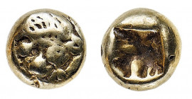 Lydia
1/12 di Statere databile al periodo 650-560 a.C. - Zecca: Sardes - Diritto: testa di leone a destra - Rovescio: quadrato in incuso - gr. 1,18 -...