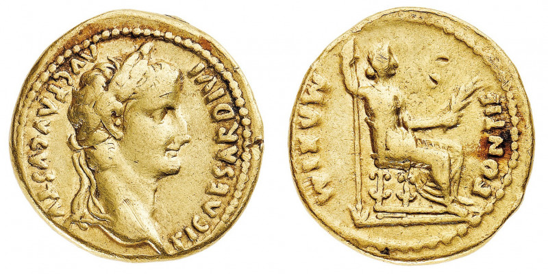 Tiberio (14-37 d.C.)
Aureo - Zecca: Roma - Diritto: testa laureata dell'Imperat...