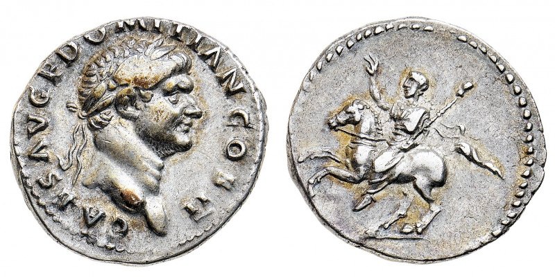 Domiziano (81-96 d.C.)
Denario con il titolo di Cesare databile al 73 d.C. dura...