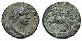 Adriano (117-138 d.C.)
Sesterzio databile al periodo 125-128 d.C. - Zecca: Roma - Diritto: testa laureata dell'Imperatore a destra con un accenno di ...