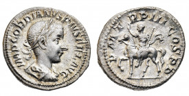 Gordiano III (238-244 d.C.)
Denario databile al 240 d.C. - Zecca: Roma - Diritto: busto laureato, drappeggiato e corazzato dell'Imperatore a destra -...