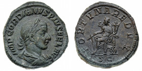 Gordiano III (238-244 d.C.)
Sesterzio databile agli anni 243-244 d.C. - Zecca: Roma - Diritto: busto laureato, drappeggiato e corazzato dell'Imperato...