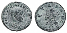 Traiano Decio (249-251 d.C.)
Asse al nome e con l'effigie di Erennio Etrusco con il titolo di Cesare, figlio dell'Imperatore, databile agli anni 250-...