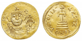 Eraclio (640-641) - Solido databile agli anni 616-625  - Zecca: Costantinopoli - Diritto: mezzi busti affiancati dell'Imperatore e del figlio Eraclio ...