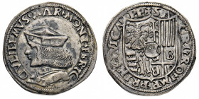 Casale
Guglielmo II Paleologo (1484-1518) - Testone - Diritto: busto drappeggiato di Guglielmo II a sinistra con folta capigliatura e berretto - Rove...