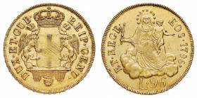 Repubblica di Genova 
Governo dei Dogi Biennali (1528-1797) - 96 Lire 1796 - Diritto: due grifoni reggono lo stemma della Repubblica e la corona sovr...