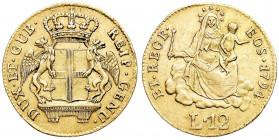 Repubblica di Genova 
Governo dei Dogi Biennali (1528-1797) - 12 Lire 1794 - Diritto: due grifoni reggono lo stemma della Repubblica e la corona sovr...