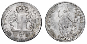 Repubblica di Genova 
Governo dei Dogi Biennali (1528-1797) - 8 Lire 1795 - Diritto: due grifoni reggono lo stemma della Repubblica e la corona sovra...