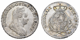 Ducato di Milano
Maria Teresa d'Asburgo (1740-1780) - Mezzo Scudo 1778 - Diritto: busto velato di Maria Teresa a destra - Rovescio: stemma coronato d...