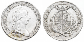 Ducato di Milano
Giuseppe II d'Asburgo (1780-1790) - Mezzo Scudo 1783 - Diritto: effigie laureata di Giuseppe II a destra - Rovescio: stemma coronato...