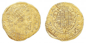 Regno di Napoli
Filippo II di Spagna (1554-1598) - Scudo d'oro 1582 - Zecca: Napoli - Diritto: effigie coronata del Re a destra - Rovescio: stemma a ...