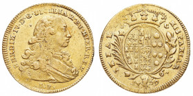 Regno di Napoli
Ferdinando IV di Borbone (1759-1799) - 6 Ducati 1769 - Zecca: Napoli - Diritto: busto del Re a destra - Rovescio: stemma coronato fra...