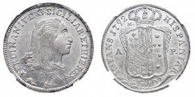 Regno di Napoli
Ferdinando III di Borbone (1759-1816) - Mezza Piastra da 60 Grana 1792 NGC MS 64 - Zecca: Napoli - Diritto: busto del Re a destra - R...