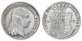 Regno di Napoli
Ferdinando IV di Borbone (1759-1799) - Piastra 1795 - Zecca: Napoli - Diritto: effigie del Re a destra - Rovescio: stemma coronato - ...