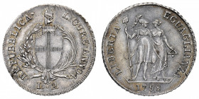Repubblica Ligure (1798-1805)
2 Lire 1798 NGC AU 58 - Zecca: Genova - Diritto: stemma di Genova su fascio tra due rami di alloro e di palma - Rovesci...