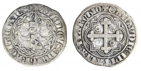 Amedeo VIII (1391-1434)
Con il titolo di Conte (1398-1416) - Mezzo grosso tipo di Avigliana - Zecca: Nyon - Diritto: scudo inclinato con elmo cimiero...