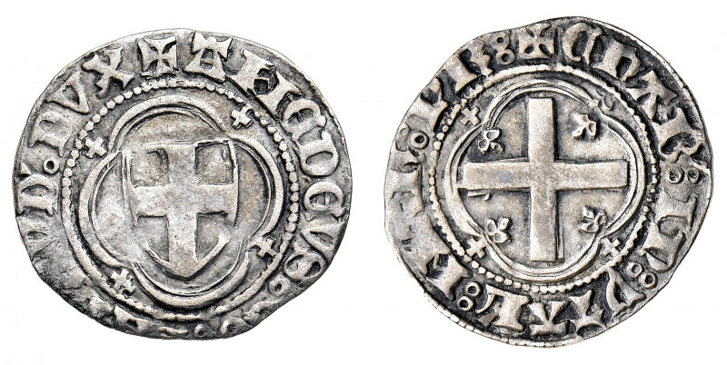 Amedeo VIII (1391-1434)
Con il titolo di Conte (1398-1416) - Mezzo Grosso tipo ...