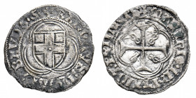 Carlo I (1482-1490)
Parpagliola - Zecca: Cornavin - Diritto: stemma di Casa Savoia in doppia cornice trilobata - Rovescio: croce patente accantonata ...