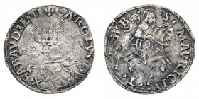 Carlo II (1504-1553)
Da 5 Grossi o Cornuto debole - Zecca: Torino - Diritto: stemma di Casa Savoia, leggermente inclinato, e sormontato da elmo con c...