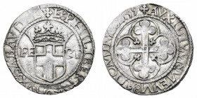 Emanuele Filiberto (1553-1580)
4 Grossi 1559 senza segno di zecca - Diritto: stemma di Casa Savoia coronato e affiancato ai lato dal motto FERT - Rov...