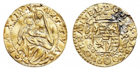 Carlo Emanuele I (1580-1630)
Ducato 1602 - Zecca: Torino - Diritto: stemma coronato e ornato dal Collare dell'Annunziata - Rovescio: la Madonna di Mo...