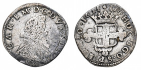 Carlo Emanuele I (1580-1630)
Da 2 Fiorini 1611 - Zecca: Torino - Diritto: busto corazzato del Duca a destra con collare alla spagnola - Rovescio: ste...