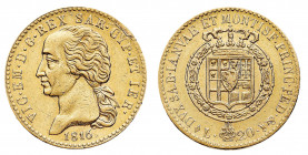 Vittorio Emanuele I (1802-1821)
20 Lire 1816 - Zecca: Torino - Diritto: effigie del Re a sinistra - Rovescio: stemma completo di Casa Savoia coronato...